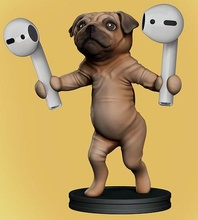 support airpods - pug dog animal apple headset 3dprint puppy cute games toys game accessories 3d print model - Mito3D