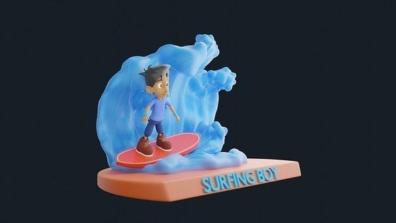 Surfen Junge Kunst Skulptur Statue Skulpturen Dekoration Design Dekor Karikatur Sport spielen 3dprintable Mixer Spiele Spielzeuge 3d print model - Mito3D