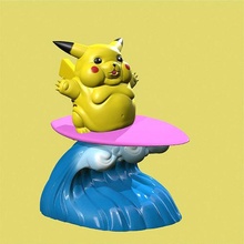 surf Pikachu grasa versión nintendo pokemon vídeo juego personaje videojuego manga anime popular esculturas Arte 3d print model - Mito3D