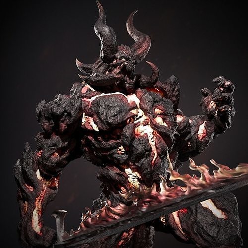 surtur 3d print statue of demon holding sword sculpture figurine figure surt lava fire viking norse mythology monument body miniatures figurines ragnarok thor odin marvel art sculptures 3D print model - Mito3D