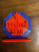 survived 2020 covid badge virus 3d print art coins badges 3d print model - Mito3D