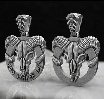 suspension skull ram jewelry jeweller jewellery jewel pendant skulls medallion sheep goat animals animal horn lamb jew pendants 3d print model - Mito3D