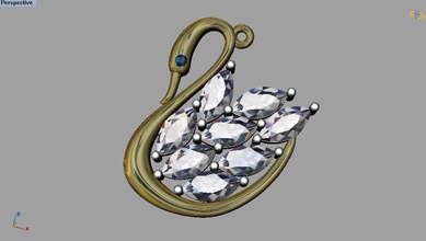 swan diamond pendant jewelry jewellery fashion printable 3dprint silver gold gem gemstone ruby emerald sapphire pendants 3d print model - Mito3D