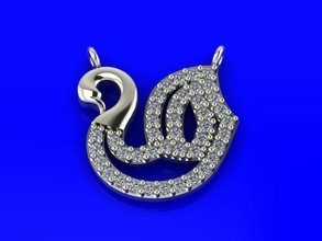 cisne colar 3d ouro imprimível prata branco gema diamante joalheria colares 3d print model - Mito3D