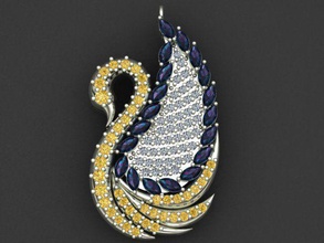 swan collier bijoux d'oiseaux or d'argent imprimable la livre sterling de mariage joyau rhino shayeste conception pendentif marquise mode beauté le diamant vintag brillant art pendentifs 3d print model - Mito3D