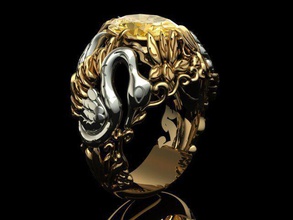 swan anello gioielli gioiello la sterlina argento matrimonio moda e bellezza di stampa oro bird shayeste design animale donna fiore scultura art il gemma ovale anelli 3d print model - Mito3D