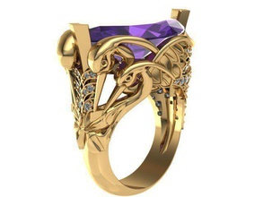 swan ring jewelry gold silver gemstone diamond jewel cad platinum jewellery rings 3d print model - Mito3D