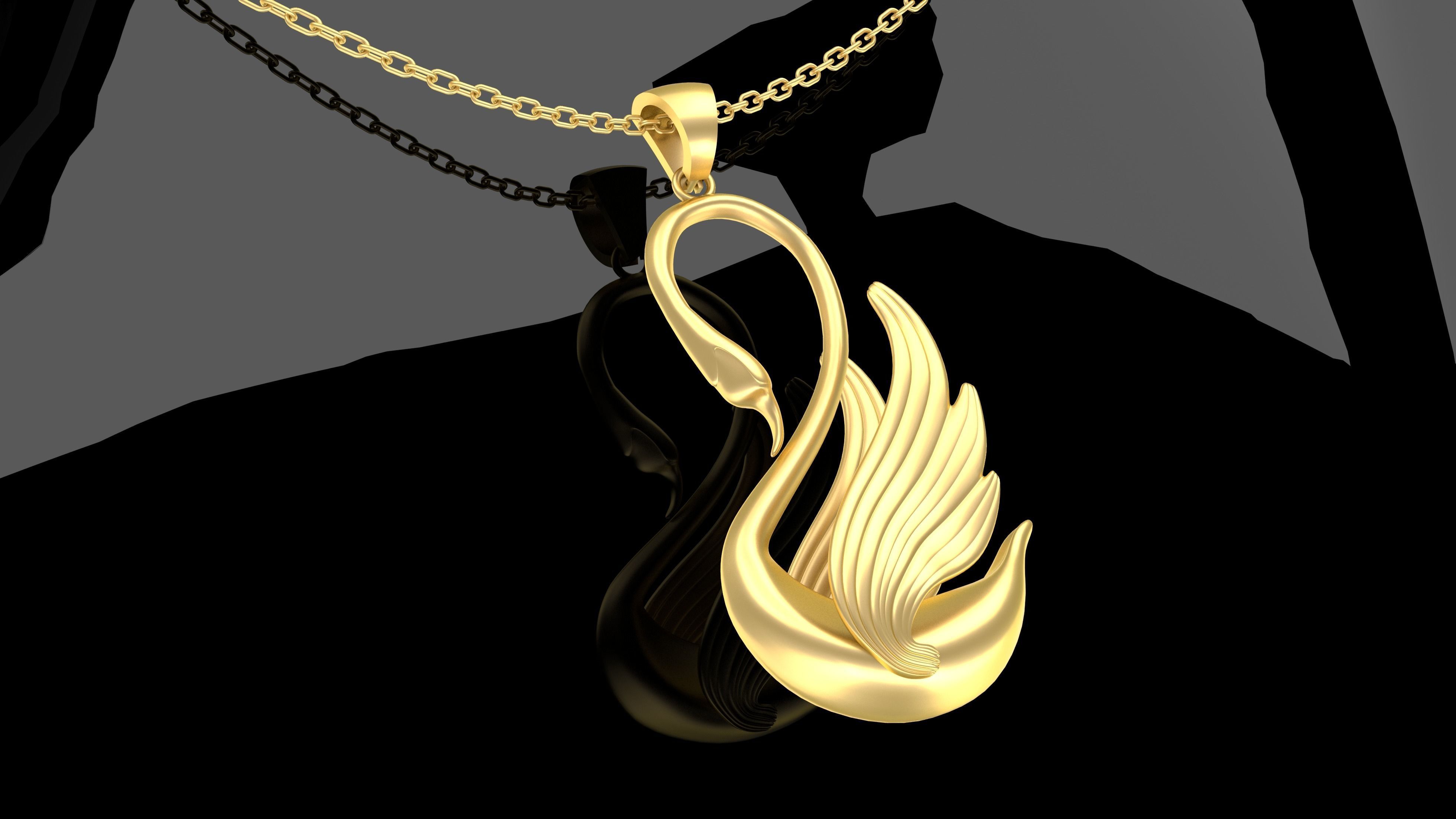swan sculpture pendant jewelry gold silver printable jewel wedding jewellery gem diamond pendants 3D print model - Mito3D