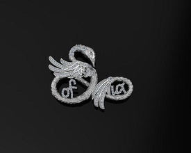 cygne sofia pendentif diamants argent imprimable luxe bijoux platine bijou or exclusif élégant conception feu grille oiseau pendentifs 3d print model - Mito3D