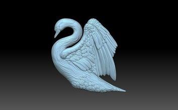 cygne ailes oiseau nature plume pédant panneau décor cnc oiseaux figurine art 3d print model - Mito3D