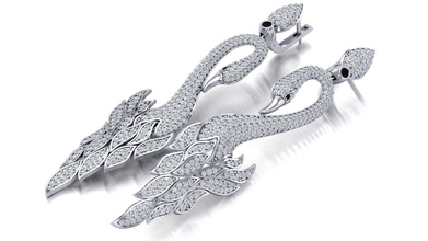 swan jewelry earrings jewelerydesign cad 3dmodel inexpensive unique beautiful gem 3d print model - Mito3D