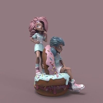 sweet sisters donut candy food chocolate cake cream bakery barbie toy play loli kawai ikaro ghandiny games toys 3d print model - Mito3D