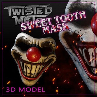 tatlı diş maske bükümlü metal palyaço korku katil oyun istasyonu Sanat heykeller 3d print model - Mito3D