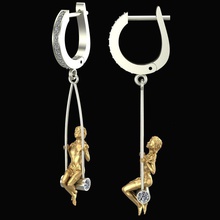 swing boucles d'oreilles bijoux des or le diamant platine d'argent imprimable gem brillant mode beauté la livre sterling saphir ruby 3d print model - Mito3D