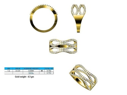 turbinò oro squillare diamanti 5 brillante cad design dettaglio diamante Fidanzamento gemma gioiello gioielleria platino stampabile anelli argento nozze pentante 3d print model - Mito3D