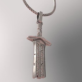 espada colgante pendiente joyería joya plata Arte antiguo oro fantasía armadura cuchillo colgantes 3d print model - Mito3D