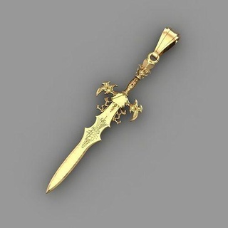 Schwert Anhänger Gold Silber druckbar Schmuck Kunst Juwel Halskette Antiquität bereit Magie Größen Design Partner 3d print model - Mito3D