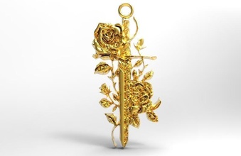 sword rose pendant art fashion jewelry jewel pendants 3d print model - Mito3D