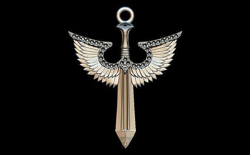 sword wings pendant weapon military melee blade fantasy knight bladed game medieval wing art dark rpg cutting jewelry pendants 3d print model - Mito3D