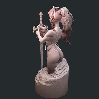 swordswoman table sculpture woman anatomy art body erotic sculptures 3d print model - Mito3D