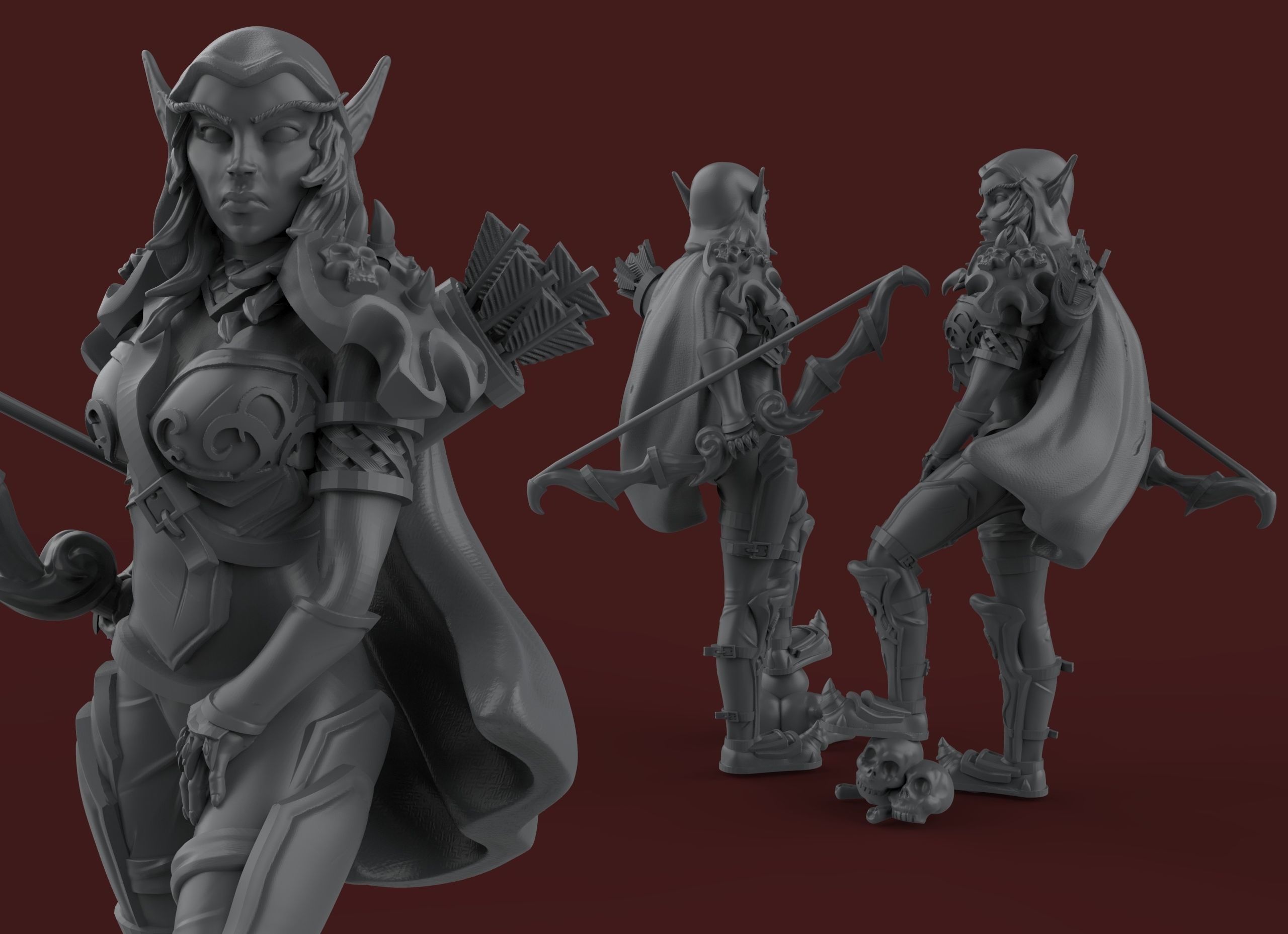 sylvana female figure in armor holding sword miniature archer woman 32mm boardgames games toys board wow 3D print model - Mito3D