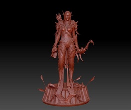 sylvanas windrunner gölgeler heykel vay okçu elf kadın gölge kral lich kırık kask warcraft yazdır şekil dünya oyunlar kafatası karakter oyun sanat heykeller 3d print model - Mito3D