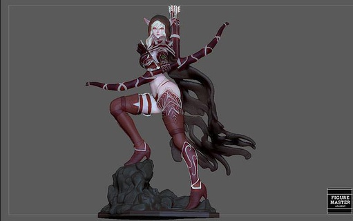 Sylvanas correvientos Warcraft Guau hembra oscuro duende niña arquero personaje bonita Arte esculturas 3d print model - Mito3D