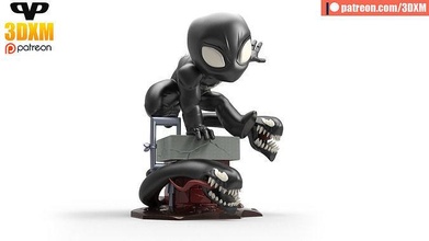 symbiote spider man chibi stl 3d impression chibistl 3dxm araignée homme Jeux jouets 3d print model - Mito3D