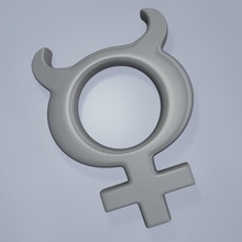 simbolo femminile gioielli donna genere diavolo horn talismano emblema ragazza carino ornamento satana ciondoli 3d print model - Mito3D