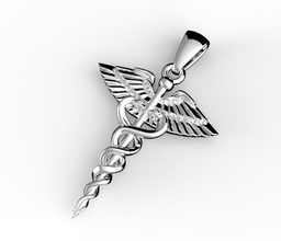 symbol caduceus pendant in gold snake jewelry silver gift medic shining pendants helth medicine science 3d print model - Mito3D