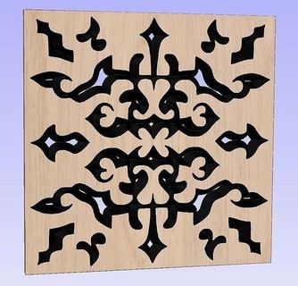 symmetric ornament stencil - cnc carving laser cut decoration wood design pattern antique ornate decor interior furniture architectural hobby diy 3d print model - Mito3D