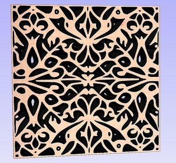 symmetric ornament stencil - cnc carving laser cut pattern decoration texture abstract design art style architectural decor interior arabesque hobby diy 3d print model - Mito3D