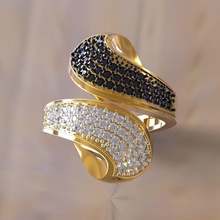 symmetric pave ring jewelry gem jewel earring gold 3dmodel 3dprint printable prototype 3djewel silver shine 3dwax wax paveset diamond engagement rings 3d print model - Mito3D