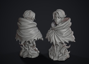 sypha castlevania büste weiblich charakter frau mädchen kopf kleidung vampir drucken 3d fantasie fiktiv kreatur grabstein skulptur spiele spielzeuge tafel 3d print model - Mito3D