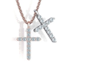 t-cross classic cross printable 3dmodel pendant diamonds jewelry pendants brilliant brillant necklace ruby jesu silver usa sapphire jewel diamond uk canada mini 3d print model - Mito3D