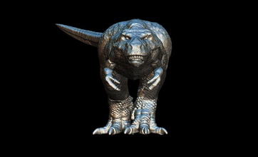 t-rex t - rex printable dinosaurus tiranosaurus toy games toys 3d model engagem apparel jewelry silver jewellery cad sterling engagement fashion ring monster 3d print model - Mito3D