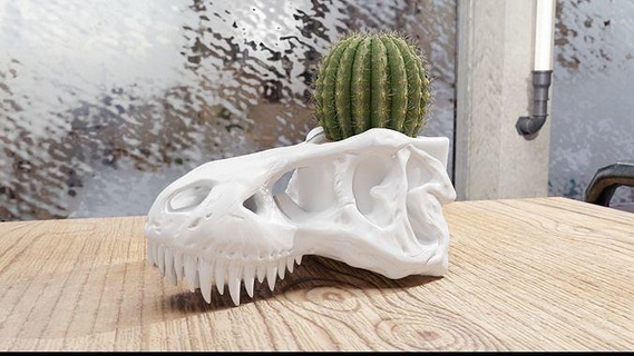 t rex Trex Rex Dinozor kafatası organizatör Kulp destek kalem fırça aksesuar tencere ekici vazo kalıp 3dprintable Sanat kemik ev Aksesuarlar 3d print model - Mito3D