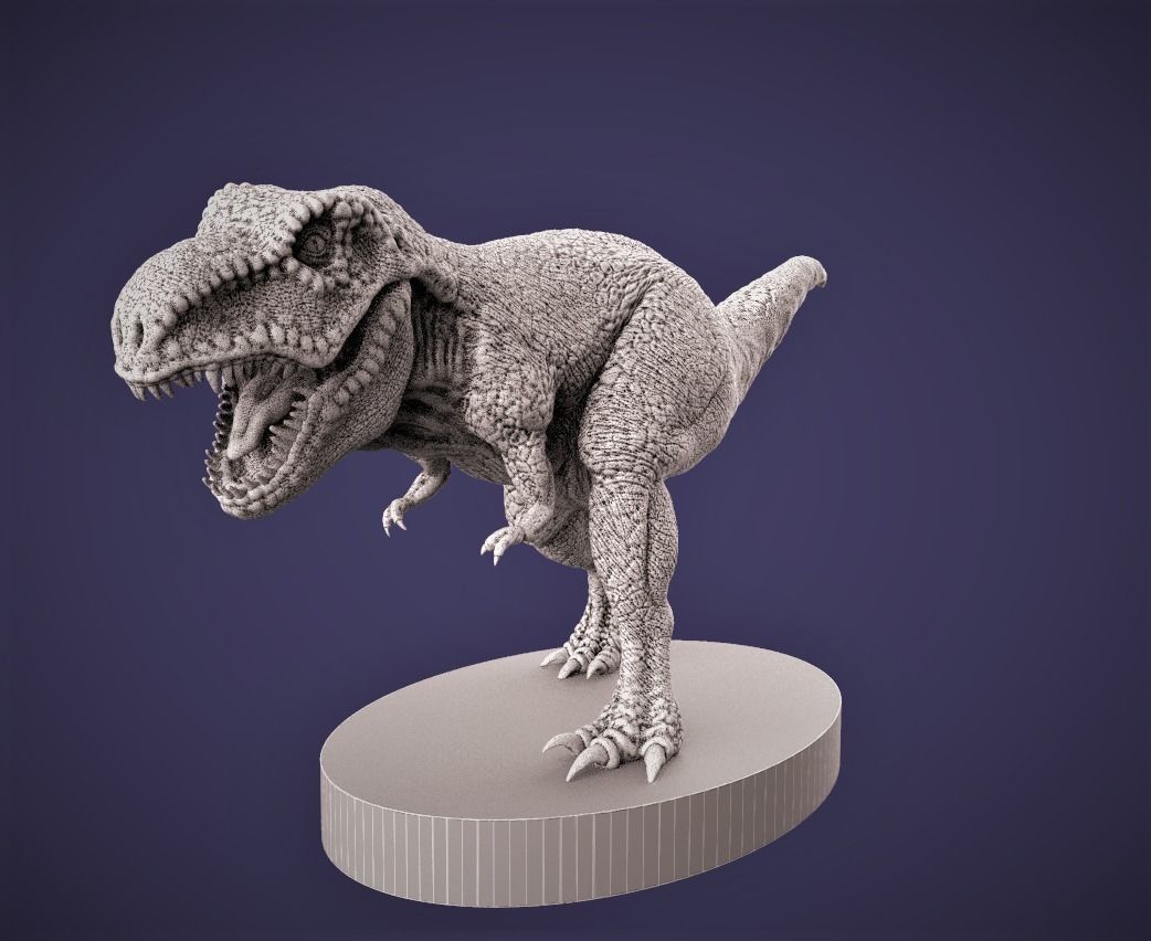 rex figurine créature zbrush sculpture dinosaure lézard personnage 3d modélisation modèle jurrassique parc blanc bête trex dragon engrener miniatures figurines jeux jouets planche 3D print model - Mito3D