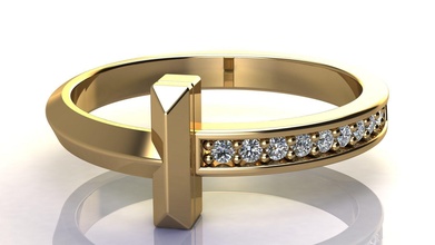 t1 étroit diamant bague Taille 54 or élégant bijoux imprimable bijou platine gemme brillant conception précieux luxe mode beauté vêtements 3d print model - Mito3D