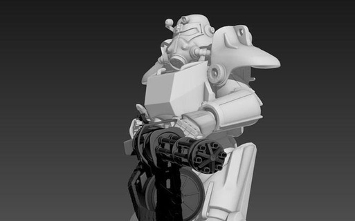 t45 power armor highpoly rigged t45 powerarmor fallout fallout4 minigun rigged highpoly posable 45 art sculptures games gametoys  3d print model - Mito3D