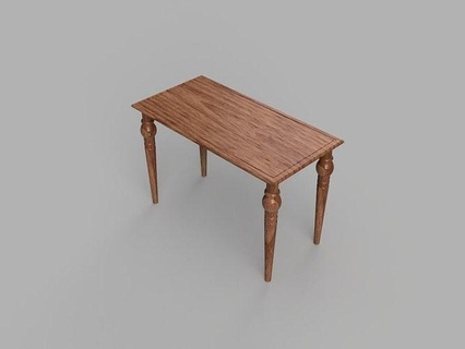 mesa clásico mueble interior madera comida miniaturas arquitectura casa muñecas jugar Barbie 3d print model - Mito3D