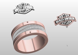 tag harley -davidson symbol sign image silver gold art scanned 3d models jewelry rings 3d print model - Mito3D
