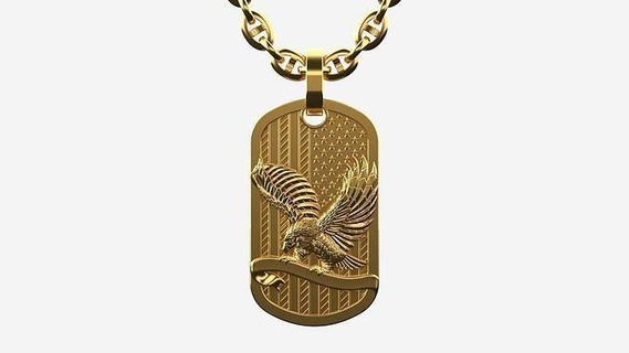 tag pendant version 4 usa flag eagle american printable jewelry silver jewellery gold platinum dogtag dog pendants 3d print model - Mito3D