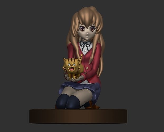 taiga toradora anime girl school 3dprint uniform cat tiger tiny student tsundere art sculptures 3D print model - Mito3D