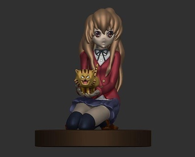taiga toradora anime girl school 3dprint uniform cat tiger tiny student tsundere art sculptures 3d print model - Mito3D