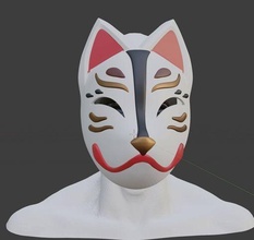 tailed fox kamiya kitsune mask summoners war games toys 3d print model - Mito3D