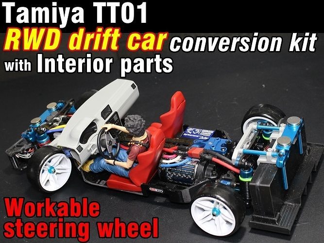 tamiya tt01 rwd deriva coche vehiculo conversión equipo interior partes rc bricolaje diy 3d impresión pasatiempo automotor 3D print model - Mito3D