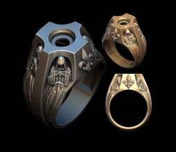 stampfer ring frau stein silber gold drucken druckbar juwel schmuck sterling ringe 3d print model - Mito3D