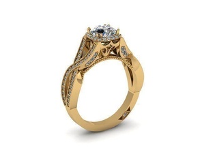 enredado compromiso anillo diamante dorado plata joyería joya anillos 3d print model - Mito3D