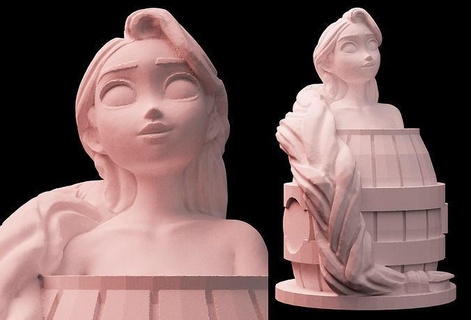 emmêlé Raiponce baignoire statue disney Princesse dessin animé 3d impression imprimable imprimé impressions sculpture art sculptures 3d print model - Mito3D